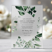 Invitations En Acrylique Élégant Mariage vert émeraude Eucalyptus Vert