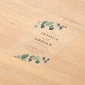 Invitations En Acrylique Élégant Mariage vert feuille (Poser)