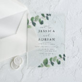 Invitations En Acrylique Élégant Mariage vert feuille