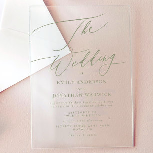 Invitations En Acrylique Élégant mariage vert sauge moderne