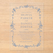 Invitations En Acrylique Élégant Mariage victorien Dusty (Recto)