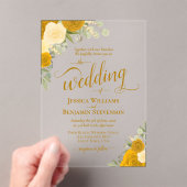 Invitations En Acrylique Elégant Marigold & Beurre Yellow Roses Mariage (In situ (ordinateur de poche))