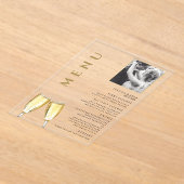 Invitations En Acrylique Elégant menu Champagne Mariage Photo (Poser)