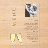 Invitations En Acrylique Elégant menu Champagne Mariage Photo (Recto)