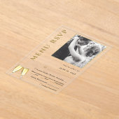 Invitations En Acrylique Elégant menu Mariage de champagne photo RSVP (Poser)