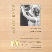 Invitations En Acrylique Elégant menu Mariage de champagne photo RSVP (Recto)