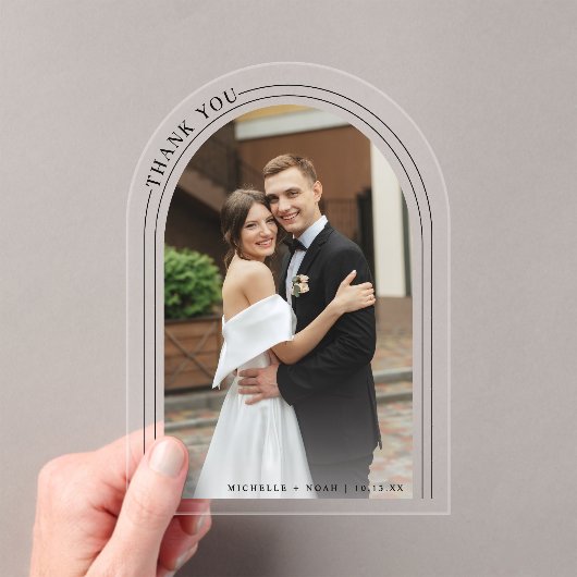 Invitations En Acrylique Élégant Merci photo Mariage moderne (In situ (ordinateur de poche))