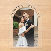 Invitations En Acrylique Élégant Merci photo Mariage moderne (Recto)