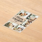 Invitations En Acrylique Elegant Merry Christmas Card Family Photo Collage (Poser)