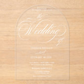 Invitations En Acrylique Élégant minimal chic Script mariage blanc sur clai (Recto)