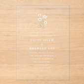 Invitations En Acrylique Elegant Minimal Daisy Floral Wedding (Recto)