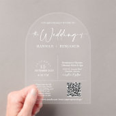 Invitations En Acrylique Élégant minimal de script Mariage Arch QR Code (In situ (ordinateur de poche))
