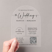Invitations En Acrylique Élégant minimal de script Mariage Arch QR Code (In situ (ordinateur de poche))