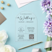 Invitations En Acrylique Élégant minimal de script Mariage Arch QR Code (Insitu (Mariage))