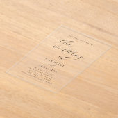 Invitations En Acrylique Elegant Minimalist Black Calligraphy Wedding Clear (Poser)