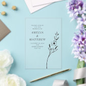 Invitations En Acrylique Elegant Minimalist Floral Drawing Wedding Clear (Insitu (Mariage))