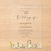 Invitations En Acrylique Elegant minimalist wildflower Simple wedding (Recto)