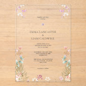 Invitations En Acrylique Elegant Minimalist Wildflowers Wedding (Recto)