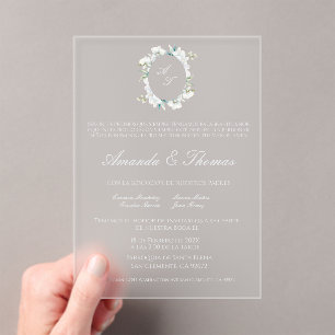 Invitations En Acrylique Elégant minimaliste thème mariage espagnol