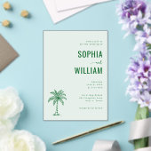 Invitations En Acrylique Elegant Mint Palm Tree (Insitu (Mariage))