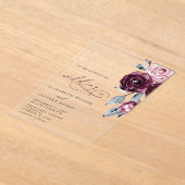 Invitations En Acrylique Elegant Modern Burgundy Floral Wedding (Poser)