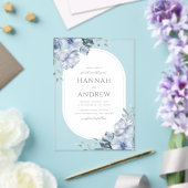Invitations En Acrylique Elegant Modern Dusty Blue Floral Wedding (Insitu (Mariage))