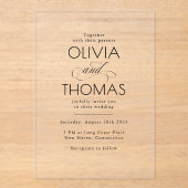 Invitations En Acrylique Elegant Modern Minimalist Typography Wedding (Recto)