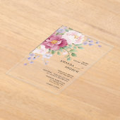 Invitations En Acrylique Elégant moderne Aquarelle Peonies Mariage (Poser)