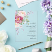 Invitations En Acrylique Elégant moderne Aquarelle Peonies Mariage (Insitu (Mariage))
