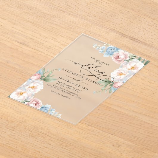 Invitations En Acrylique Élégant moderne Blush Botanical Floral Mariage (Poser)