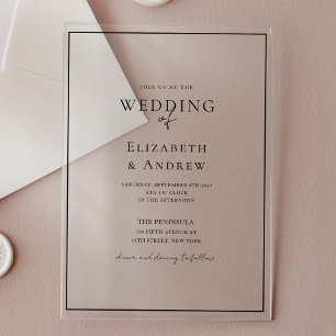 Invitations En Acrylique Élégant, moderne, écriture manuscrite, Mariage
