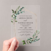 Invitations En Acrylique Elégant moderne Eucalyptus Verdure Mariage Or (In situ (ordinateur de poche))