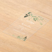 Invitations En Acrylique Elégant moderne Gold Green Mariage Eucalyptus (Poser)