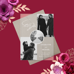 Invitations En Acrylique Élégant Moderne Photo Mariage Économisez La Date