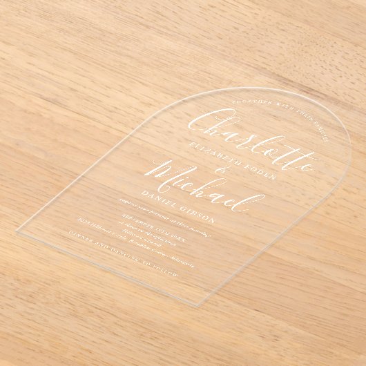 Invitations En Acrylique Élégant moderne signature blanche Mariage de scrip (Poser)
