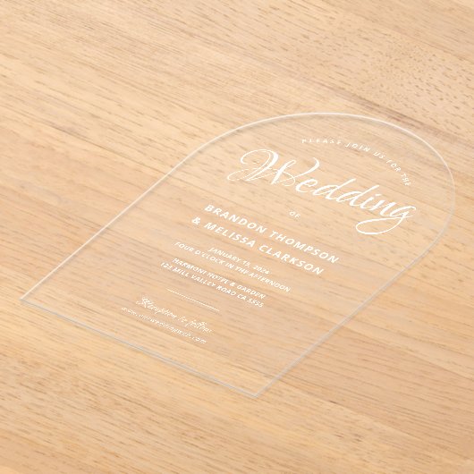 Invitations En Acrylique Élégant moderne superposition blanc Script clair M (Poser)