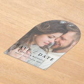 Invitations En Acrylique Elégant moderne superposition photo mariage Enregi (Poser)