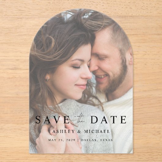 Invitations En Acrylique Elégant moderne superposition photo mariage Enregi (Recto)