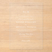 Invitations En Acrylique Elegant Monogram Classic Wedding (Recto)