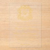 Invitations En Acrylique Élégant Monogram Crest Script Mariage Faux Gold (Recto)