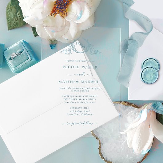 Invitations En Acrylique Élégant monogramme de couronne royale de verre de 