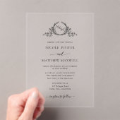 Invitations En Acrylique Élégant monogramme de couronne royale noire (In situ (ordinateur de poche))
