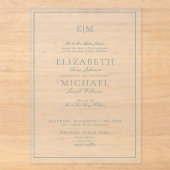 Invitations En Acrylique Élégant Monogramme de Mariage Vert Sauge en Écritu (Recto)