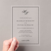 Invitations En Acrylique Élégant Monogramme Initiales Black Frame Mariage (In situ (ordinateur de poche))