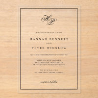 Élégant Monogramme Initiales Black Frame Mariage