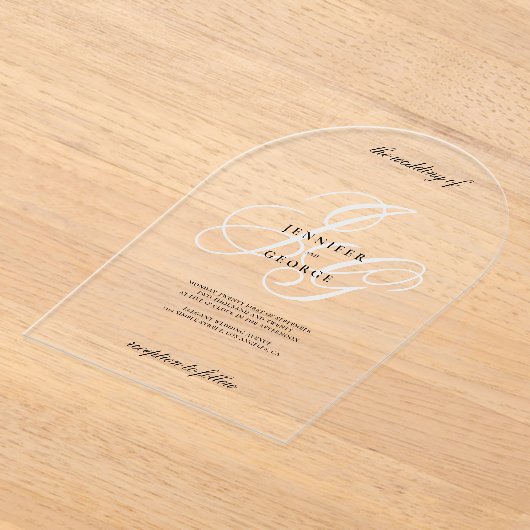Invitations En Acrylique Élégant monogramme initiales mariage romantique bl (Poser)