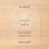 Invitations En Acrylique Élégant monogramme initiales mariage romantique bl (Recto)