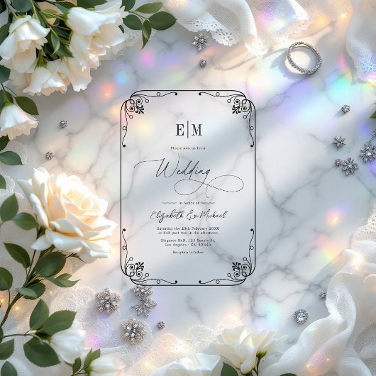 Invitations En Acrylique Élégant Monogramme minimaliste Mariage