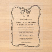 Invitations En Acrylique Élégant monogramme noir et blanc (Recto)