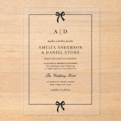 Invitations En Acrylique Élégant monogramme noir et blanc (Recto)